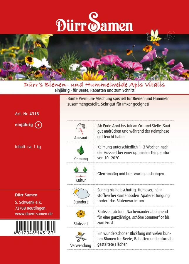 Bienen- Und Hummelweide Apis Vitalis (1 Kg) | Blumensamen Von Dürr Samen 1 Bienen- Und Hummelweide Apis Vitalis (1 Kg) | Blumensamen Von Dürr Samen