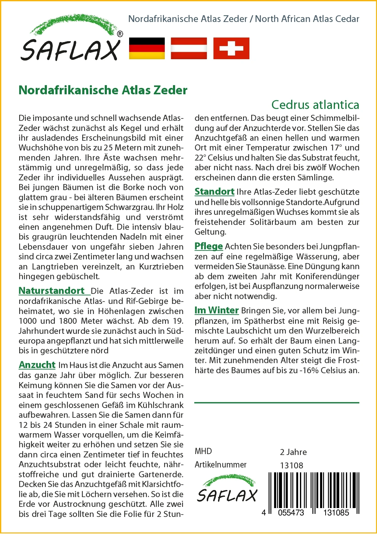 Nordafrikanische Atlas Zeder | Bonsaisamen Von Saflax 1 Nordafrikanische Atlas Zeder | Bonsaisamen Von Saflax