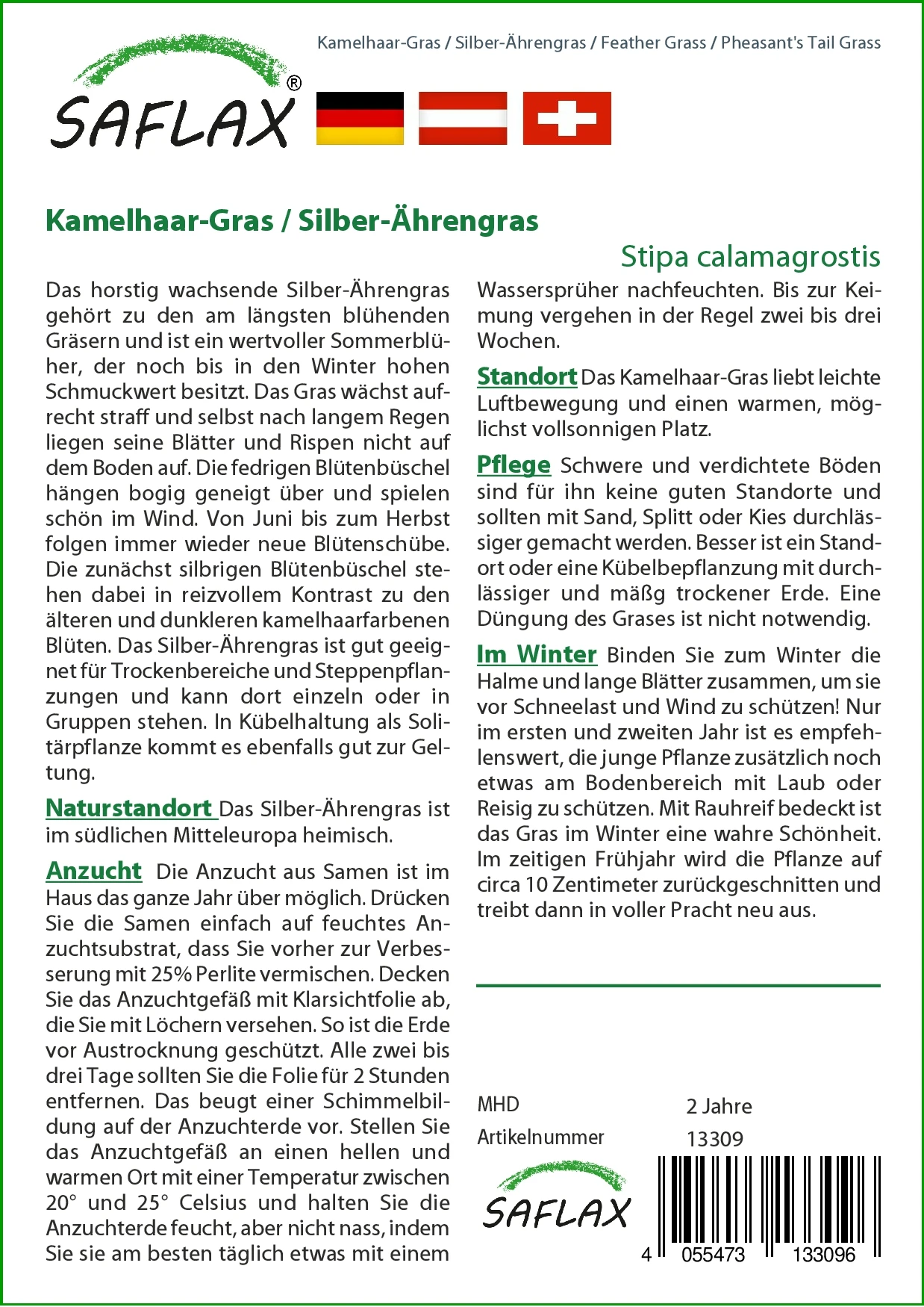 Kamelhaar-Gras / Silber-Ährengras | Gräsersamen Von Saflax 2 Kamelhaar-Gras / Silber-Ährengras | Gräsersamen Von Saflax – Bild 2