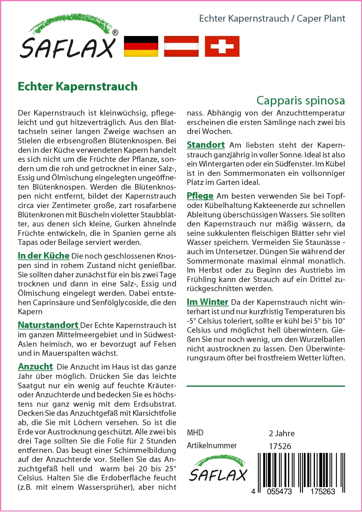 Echter Kapernstrauch | Kapernsamen Von Saflax 1 Echter Kapernstrauch | Kapernsamen Von Saflax
