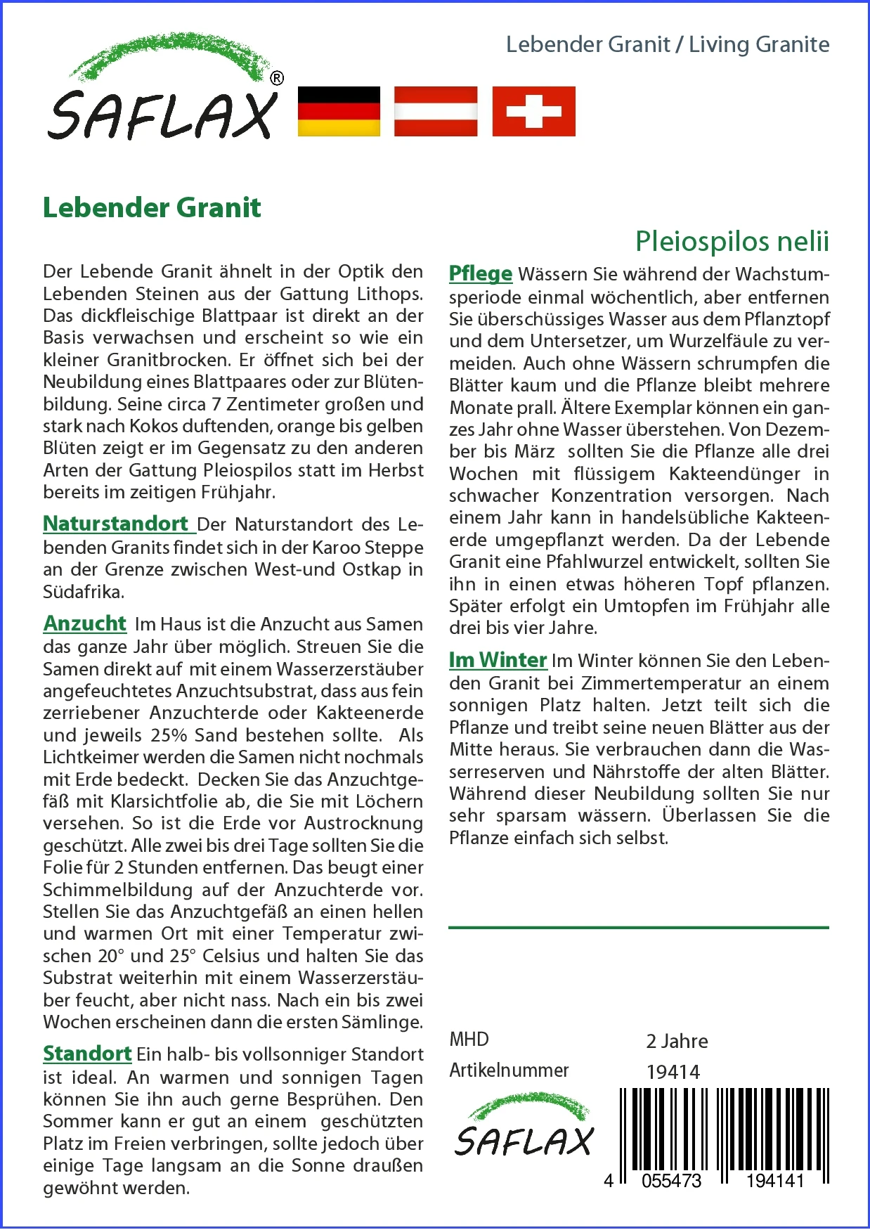 Lebender Granit | Kaktussamen Von Saflax 1 Lebender Granit | Kaktussamen Von Saflax