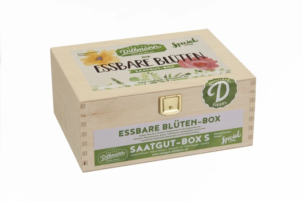 Essbare Blüten Saatgut - Box S (Holzbox) | Blumensamen-Sets Von Saatgut Dillmann 1 Essbare Blüten Saatgut - Box S (Holzbox) | Blumensamen-Sets Von Saatgut Dillmann