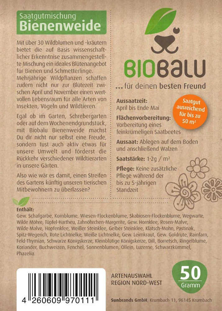 Bienenweide Region Nord-West (mehrjährig, 50 G) | Bienenwiese Von Biobalu 3 Bienenweide Region Nord-West (mehrjährig, 50 G) | Bienenwiese Von Biobalu – Bild 3