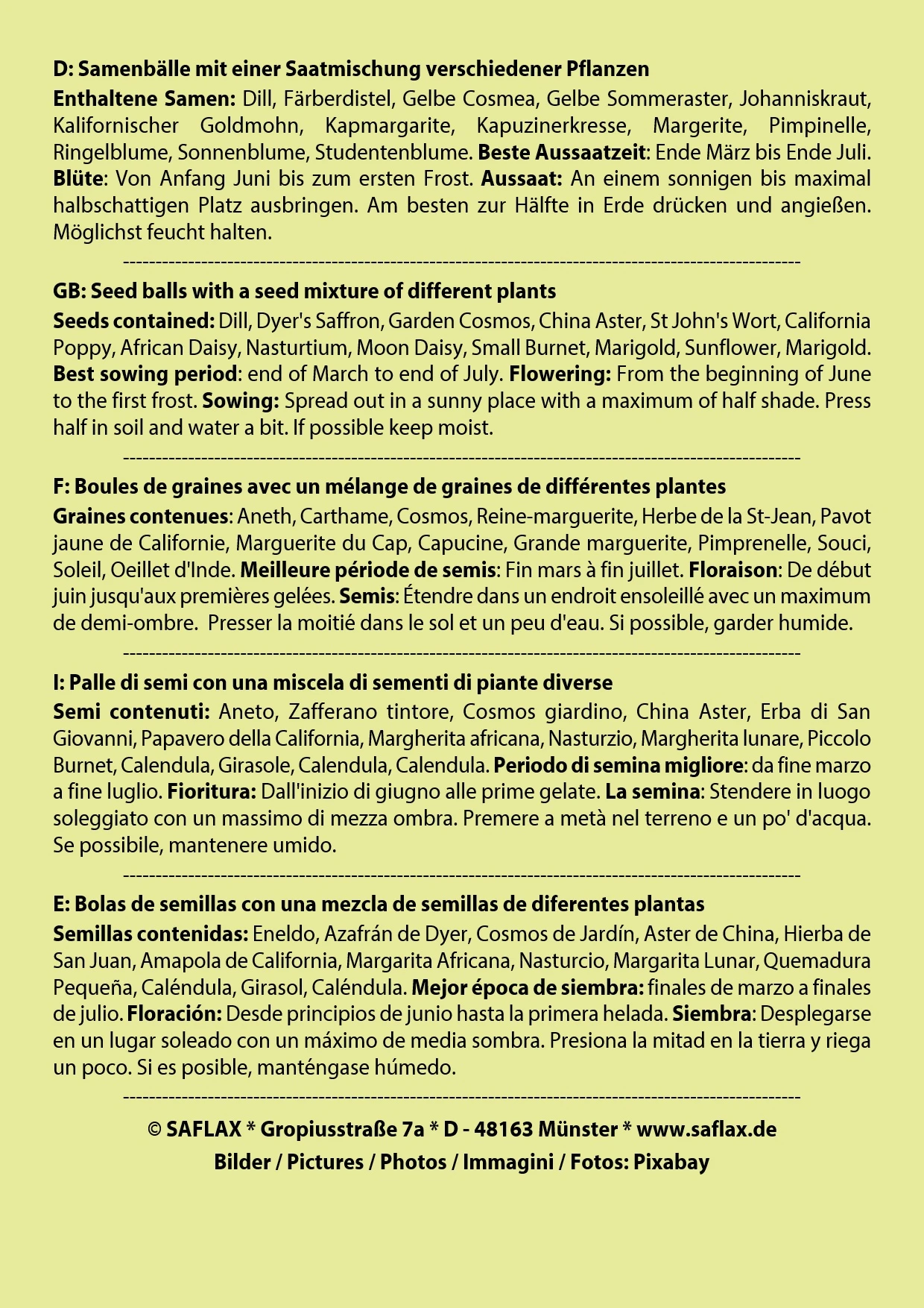 Samenbälle Sonnenschein (3 Stück) | Blumensamenmischung Von Saflax 1 Samenbälle Sonnenschein (3 Stück) | Blumensamenmischung Von Saflax