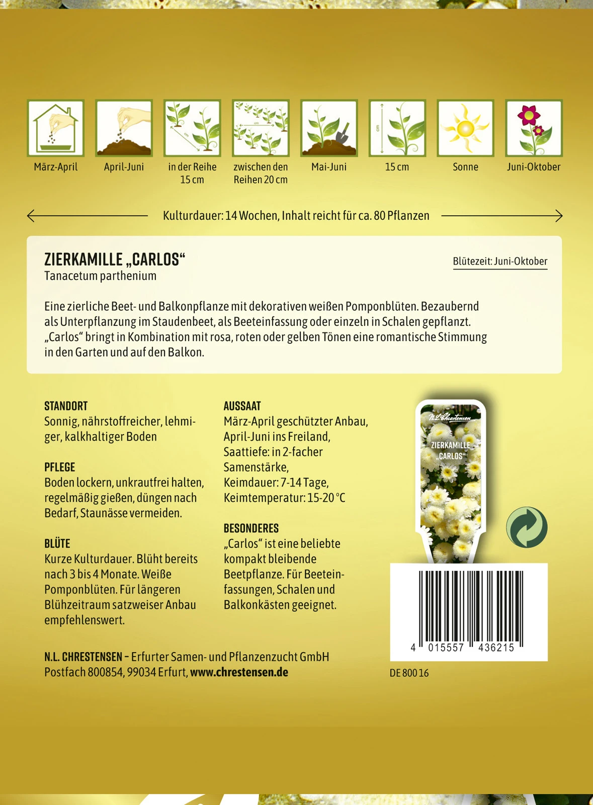 Zierkamille Carlos | Kamillesamen Von N.L. Chrestensen 2 Zierkamille Carlos | Kamillesamen Von N.L. Chrestensen – Bild 2