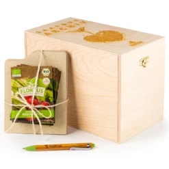 Gemüse Saatgut Archiv Holzbox (10 Tütchen + Register) | BIO Gemüsesamen-Sets Von FLORTUS