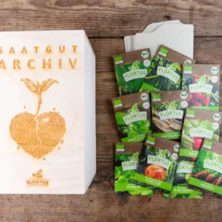 Gemüse Saatgut Archiv Holzbox (10 Tütchen + Register) | BIO Gemüsesamen-Sets Von FLORTUS -Blumen Raum Verkaufsgeschäft 551883 BIO Saatgut Archiv Holzbox 10 Tuetchen Register 2000 0564 1
