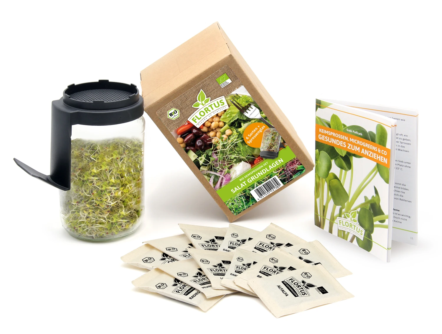 Keimsprossen Anzuchtset - Salat Grundlage (6 Sorten) | BIO Keimsprossen Sets Von FLORTUS 2 Keimsprossen Anzuchtset - Salat Grundlage (6 Sorten) | BIO Keimsprossen Sets Von FLORTUS – Bild 2